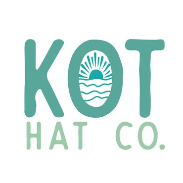 Logo for KOT Hat Co. featuring stylized text and a sun over waves.