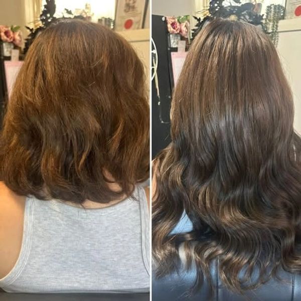 Seamless flat weft hair extension transformation in Coffs Harbour NSW