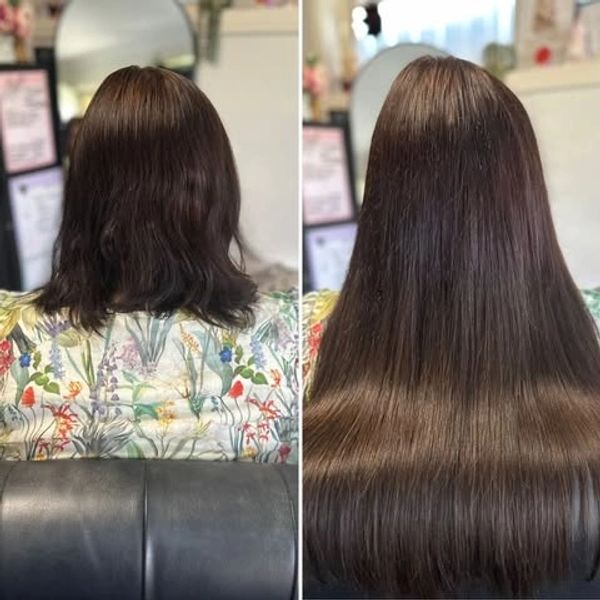 Seamless flat weft hair extension transformation in Coffs Harbour NSW
