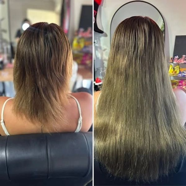 Seamless flat weft hair extension transformation in Coffs Harbour NSW