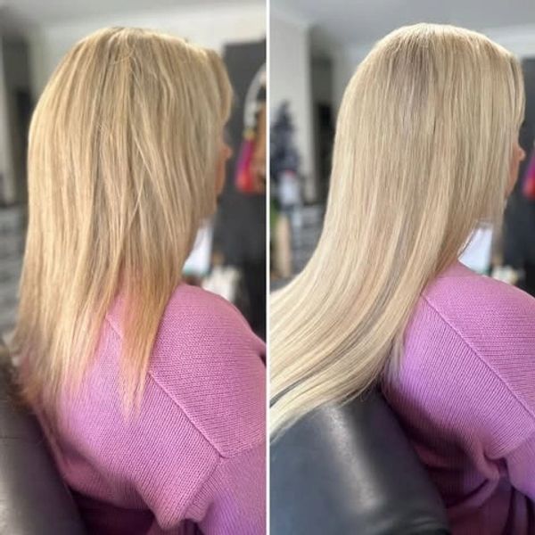 Seamless flat weft hair extension transformation in Coffs Harbour NSW
