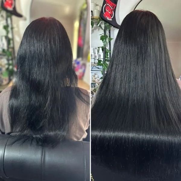 Seamless flat weft hair extension transformation in Coffs Harbour NSW