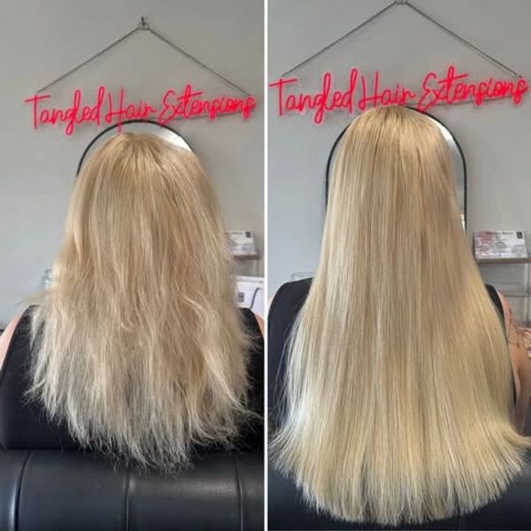 Seamless flat weft hair extension transformation in Coffs Harbour NSW
