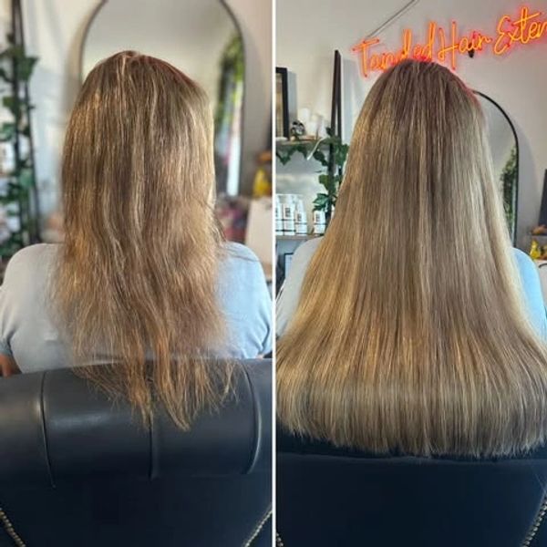 Seamless flat weft hair extension transformation in Coffs Harbour NSW