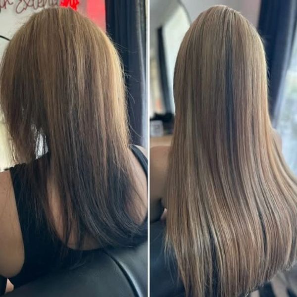 Seamless flat weft hair extension transformation in Coffs Harbour NSW