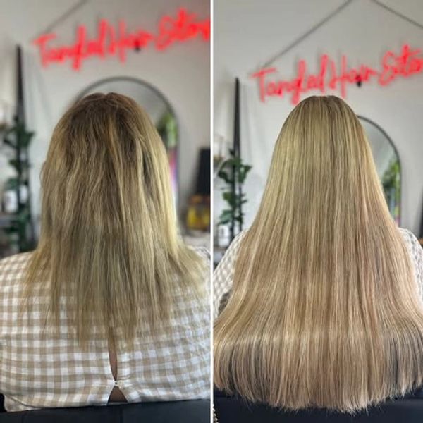 Seamless flat weft hair extension transformation in Coffs Harbour NSW