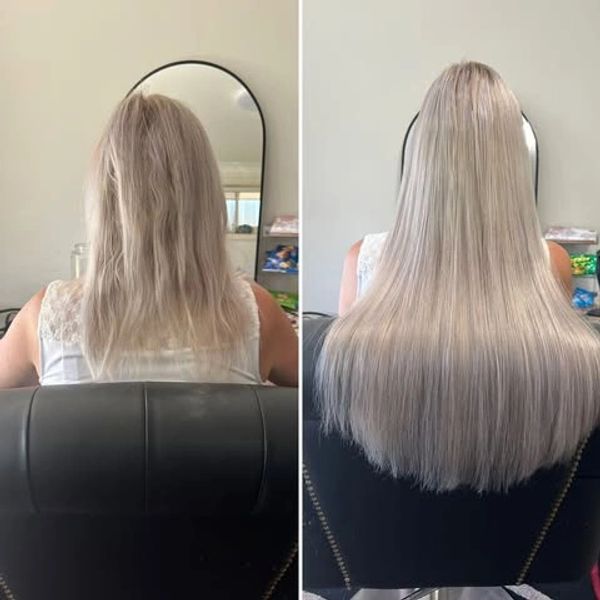 Seamless flat weft hair extension transformation in Coffs Harbour NSW