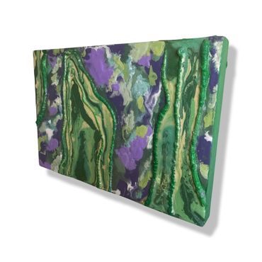 Encaustic Mixed Media Abstract Painting on Wood Panel 12" X 18"  