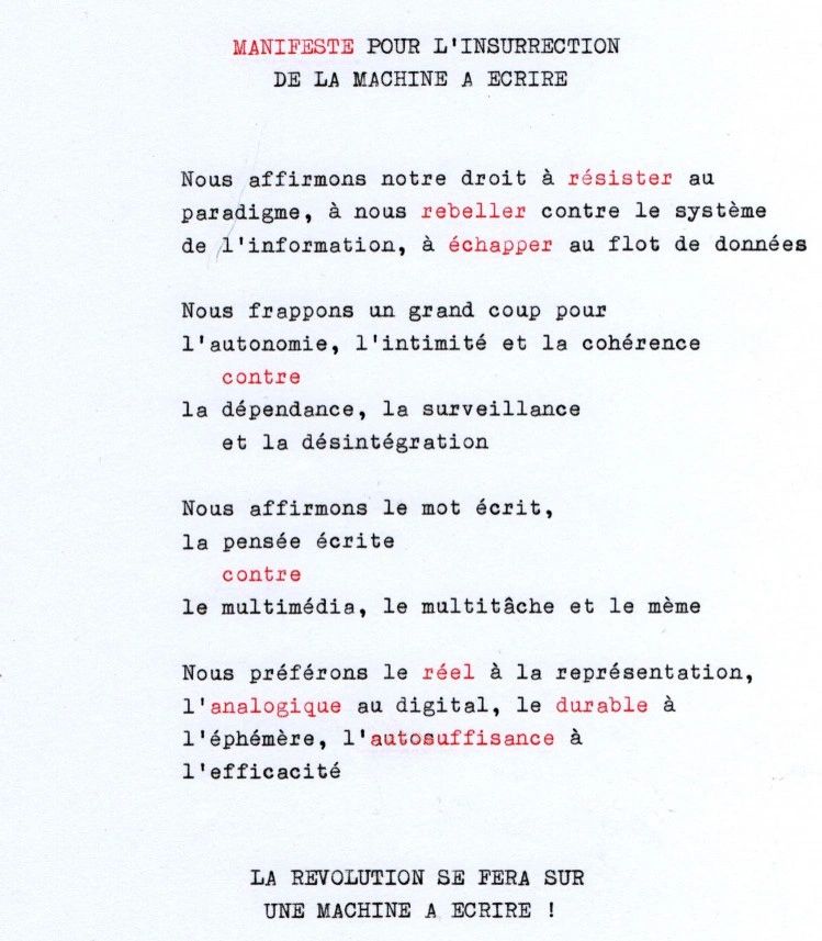 The Typewriter Revolution blog: O manifesto da máquina de escrever