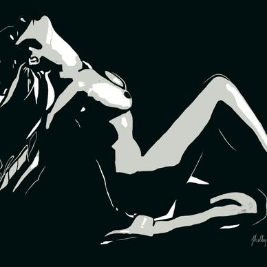 black and white silhouette woman girl naked sexy sensual passionate desire flicking hair topless