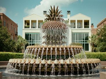 Pineapple-shaped fountain at Waterfront Park in Charleston, South Carolina.