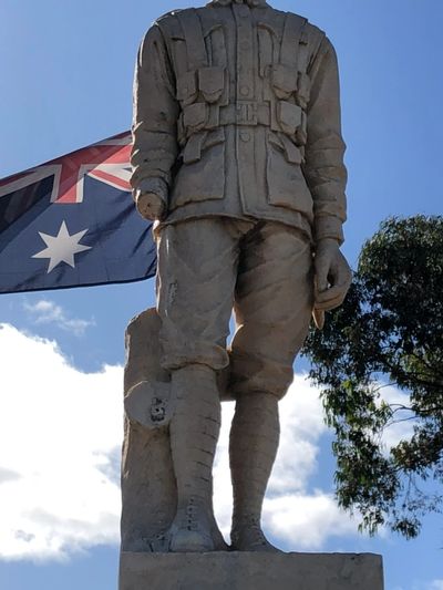 Damaged Gawler war memorial prior to heritage stone repair by A.R.C Stonemasonry