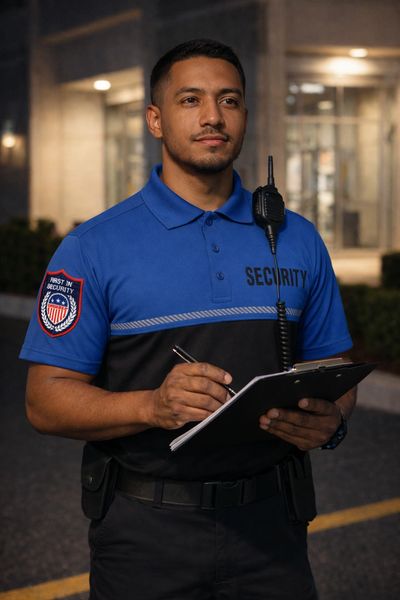 Fire Watch security officer conducting patrol and documentation