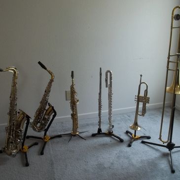 Some of the instruments used in the studio