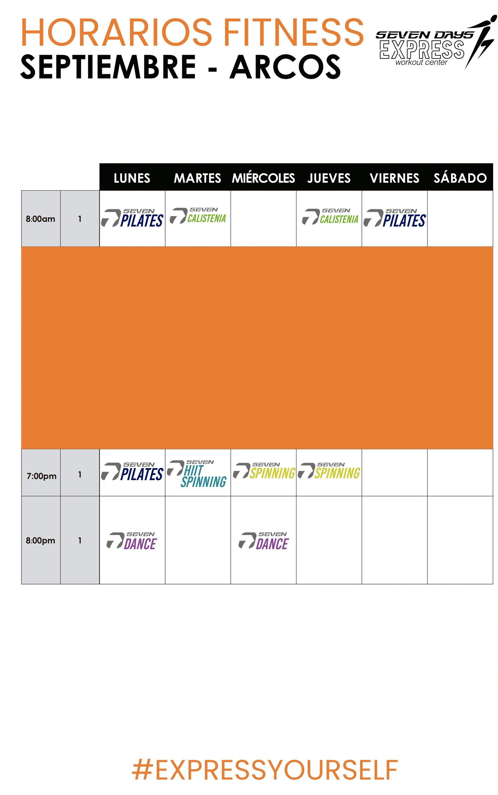 Horario fitness de septiembre en Arcos con clases de Pilates, Calistenia, Spinning, HIIT y Dance.