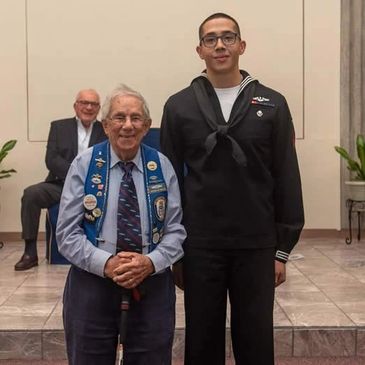 WWII Veteran Tony Faella with a young unknown sailor.