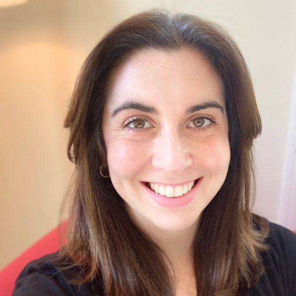 Kari Sawin, of Easton, MA, smiling for her speech and language services practice.