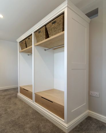 White and oak shaker dressing room, fitted in Burton on Trent.