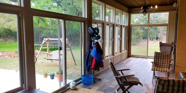 Studio room interior picture. Installation done in Chesterfield, MO. Sunroom glass professional. 