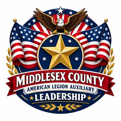 Middlesex County American Legion Auxiliary Leadership emblem with eagle and flags.