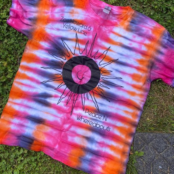 Zoe Howard Yellow Line T shirt Peace N Whereabouts. Each T is unique and has been hand Tie Dyed so e