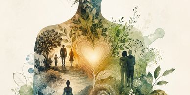 Artistic depiction of love and connection within a silhouette.