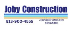 Joby Construction logo with email and phone number