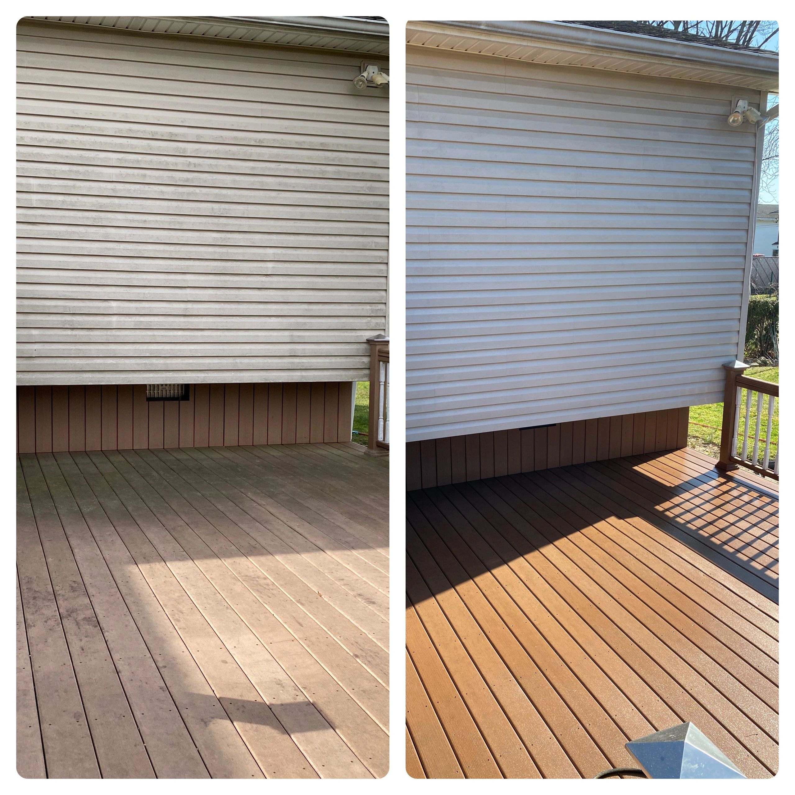 Before and after power washing
