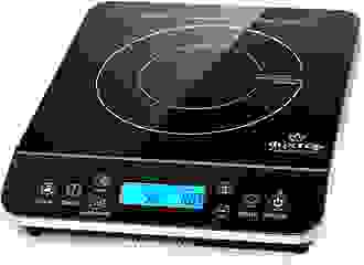 Portable induction cooktop with LCD panel display, keep warm button