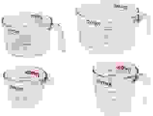 Pyrex 4-Piece Glass Measuring Cup Set. Set Includes: 1 Cup, 2 Cup, 4 Cup and 8 Cup Capacity. 