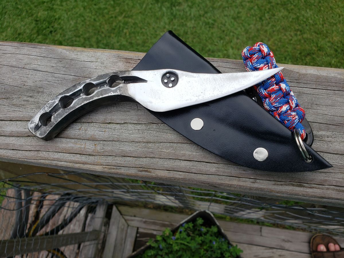 Skeletonized Horseshoe Knife in Kydex Sheath