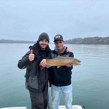 Ben and Dylan dragging minnows on the Niagara River.