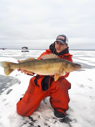 Ice fishing big walleye on a Northland Buckshot.
