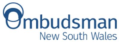 Logo of Ombudsman New South Wales with blue text and a circular design.