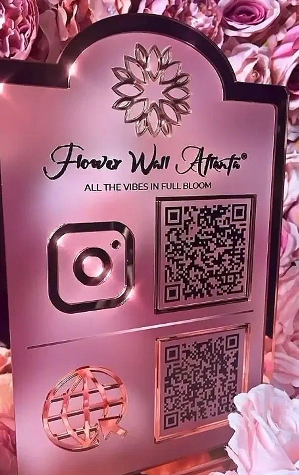 Elegant pink floral sign with social icons