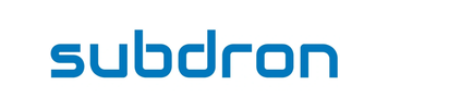 Logo of the company named Subdron in blue text.