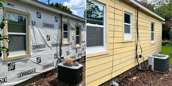 Siding installation and windows installation on a residential home