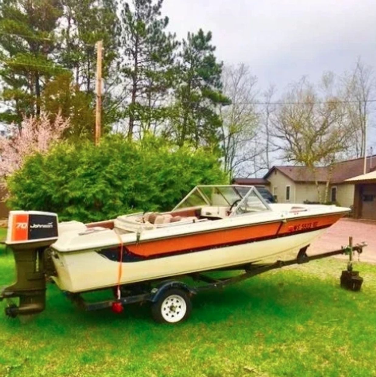 An image of a boat mounted on a carrier