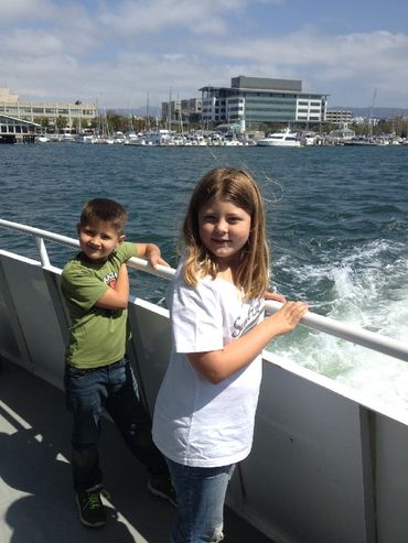 Children at boat rail