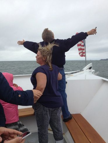 Children recreating top of world scene from Titanic