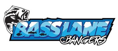 Logo featuring a bass fish and the text 'Bass Lane Bangers' in blue and black.