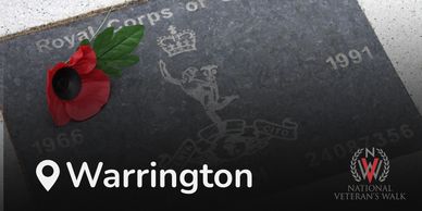 Memorial plaque with poppy honoring Royal Corps of Signals in Warrington.