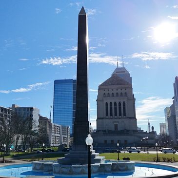 An aerial picture of downtown Indianapolis photographed by a FAA Licensed drone pilot.