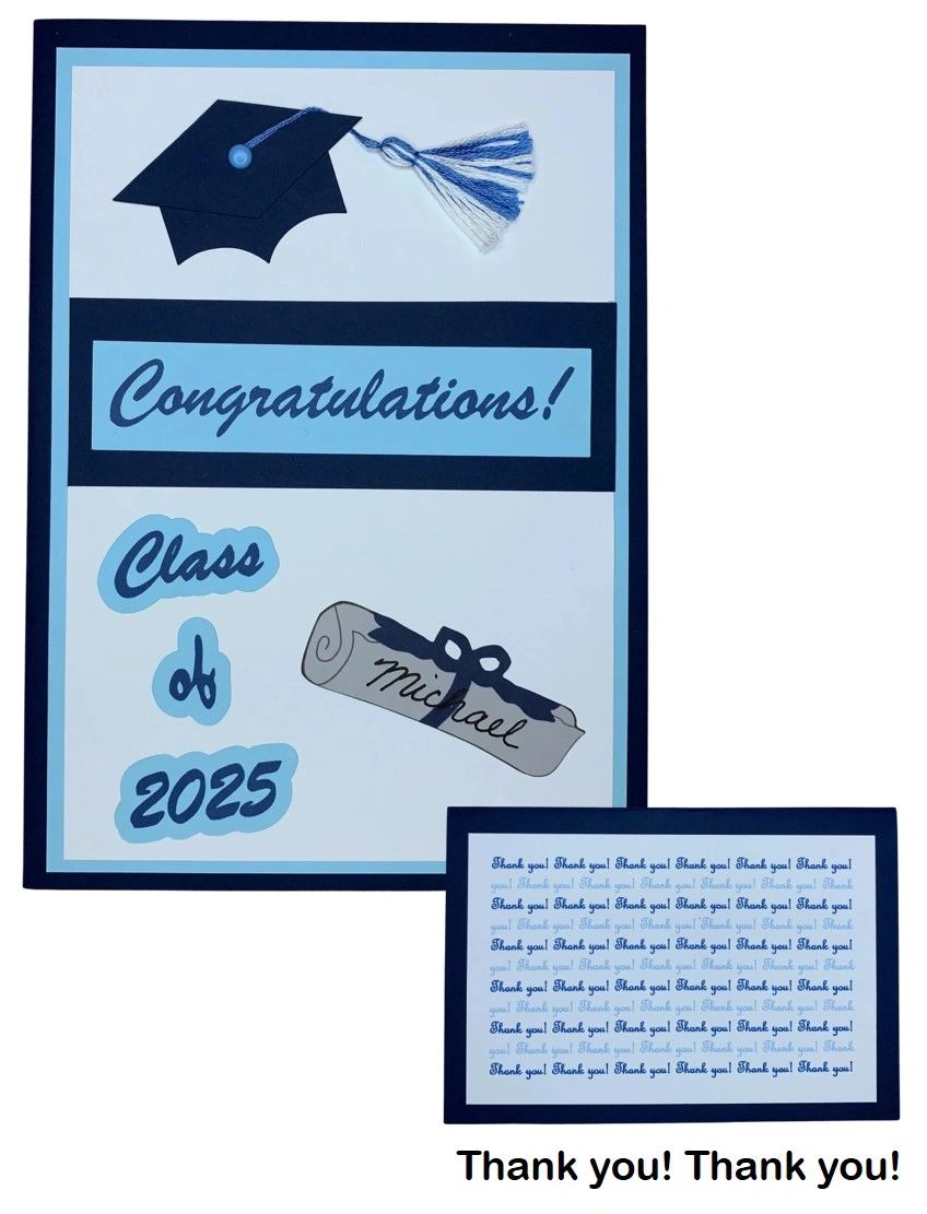 Dark Navy, Light Blue & White Congratulations Graduate! Class of 2025 ...
