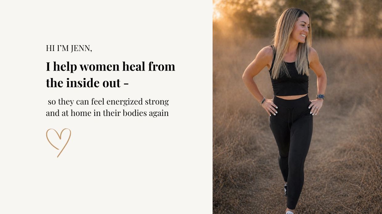 Jenn, a fitness coach, helps women heal and feel strong inside out.