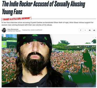 Headline about indie rocker accused of sexually abusing young fans with article excerpt.