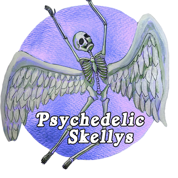 Psychedelic Skellys flying skeleton logo