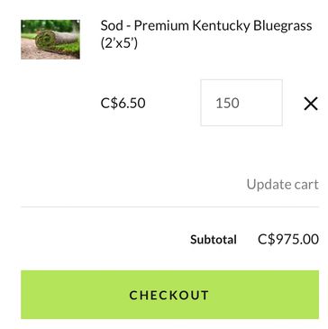 Sod product added to online cart. 