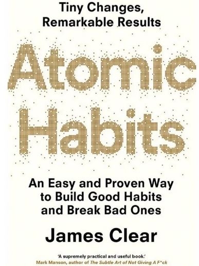 Book cover of Atomic Habits by James Clear.