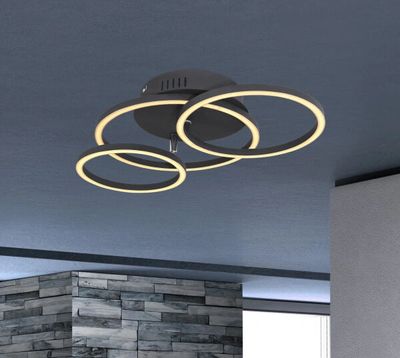 Black Three Ring Modern Ceiling Light